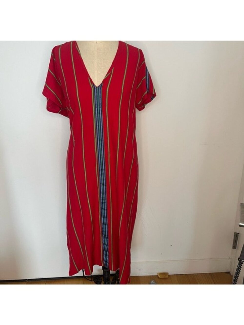 NWT ZARA Red Kaftan Midi Dress Size Small - Picture 3 of 6